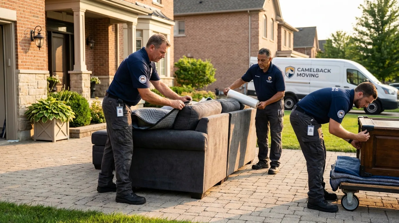 Large estate moving crew wrapping furniture in Wesley Chapel, FL